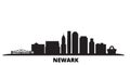 United States, Newark city skyline isolated vector illustration. United States, Newark travel black cityscape Royalty Free Stock Photo