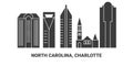 United States, North Carolina, Charlotte travel landmark vector illustration