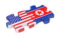 United States and North Korea Puzzle Pieces Isolated