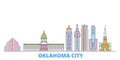 United States, Oklahoma City line cityscape, flat vector. Travel city landmark, oultine illustration, line world icons