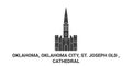 United States, Oklahoma, Oklahoma City, St. Joseph Old , Cathedral travel landmark vector illustration Royalty Free Stock Photo