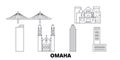 United States, Omaha line travel skyline set. United States, Omaha outline city vector illustration, symbol, travel