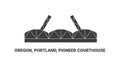 United States, Oregon, Portland, Pioneer Courthouse, travel landmark vector illustration