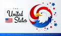 United States patriotic background with USA bald eagle, stars, US flag and text - The United States. High quality vector Royalty Free Stock Photo