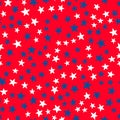 United States patriotic seamless pattern. American traditional backdrop. Red white blue stars background. Vector Royalty Free Stock Photo