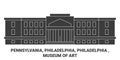 United States, Pennsylvania, Philadelphia, Philadelphia , Museum Of Art travel landmark vector illustration Royalty Free Stock Photo