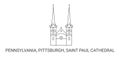 United States, Pennsylvania, Pittsburgh, Saint Paul Cathedral, travel landmark vector illustration