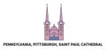 United States, Pennsylvania, Pittsburgh, Saint Paul Cathedral, travel landmark vector illustration