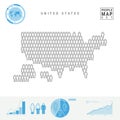 United States People Icon Map. Stylized Vector Silhouette of USA. Population Growth and Aging Infographic Elements Royalty Free Stock Photo