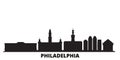 United States, Philadelphia city skyline isolated vector illustration. United States, Philadelphia travel black Royalty Free Stock Photo