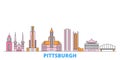 United States, Pittsburgh line cityscape, flat vector. Travel city landmark, oultine illustration, line world icons