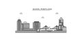 United States, Portland City city skyline isolated vector illustration, icons Royalty Free Stock Photo
