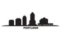 United States, Portland City city skyline isolated vector illustration. United States, Portland City travel black Royalty Free Stock Photo