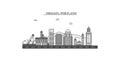 United States, Portland city skyline isolated vector illustration, icons Royalty Free Stock Photo