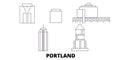 United States, Portland City line travel skyline set. United States, Portland City outline city vector illustration