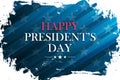 United States President`s Day celebrate banner with brush stroke background. Washington`s birthday.