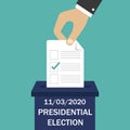 United States Presidential Election. November 3, 2020. Do the choice. Voting. Ballot box. Candidate elections. Vector illustration