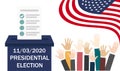 United States Presidential Election. November 3, 2020. Do the choice. Voting. Ballot box. Candidate elections. Vector illustration