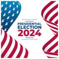 2024 United States Presidential Elections. US President Election Day background with waving American Flag. Royalty Free Stock Photo