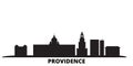 United States, Providence city skyline isolated vector illustration. United States, Providence travel black cityscape