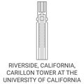 United States, Riverside, California, Carillon Tower At The University Of California travel landmark vector illustration