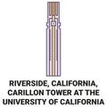 United States, Riverside, California, Carillon Tower At The University Of California travel landmark vector illustration