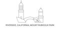 United States, Riverside, California, Mount Rubidoux Park, travel landmark vector illustration Royalty Free Stock Photo