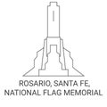 United States, Rosario, Santa Fe, National Flag Memorial travel landmark vector illustration