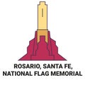 United States, Rosario, Santa Fe, National Flag Memorial travel landmark vector illustration