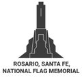 United States, Rosario, Santa Fe, National Flag Memorial travel landmark vector illustration