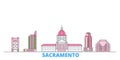 United States, Sacramento line cityscape, flat vector. Travel city landmark, oultine illustration, line world icons Royalty Free Stock Photo