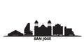 United States, San Jose city skyline isolated vector illustration. United States, San Jose travel black cityscape
