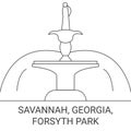 United States, Savannah, Georgia, Forsyth Park travel landmark vector illustration