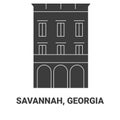 United States, Savannah, Georgia travel landmark vector illustration