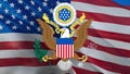 United States Seal on USA flag design on a United States background. American Flag Background for United States Holidays, 3d Royalty Free Stock Photo