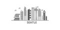 United States, Seattle City city skyline isolated vector illustration, icons Royalty Free Stock Photo
