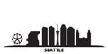 United States, Seattle city skyline isolated vector illustration. United States, Seattle travel black cityscape Royalty Free Stock Photo