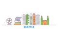 United States, Seattle line cityscape, flat vector. Travel city landmark, oultine illustration, line world icons Royalty Free Stock Photo