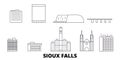 United States, Sioux Falls line travel skyline set. United States, Sioux Falls outline city vector illustration, symbol