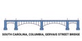 United States, South Carolina, Columbia, Gervais Street Bridge, travel landmark vector illustration Royalty Free Stock Photo