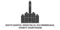 United States, South Dakota, Sioux Falls, Old Minnehaha, County Courthouse travel landmark vector illustration Royalty Free Stock Photo