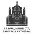 United States, St. Paul, Minnesota, Saint Paul Cathedral travel landmark vector illustration Royalty Free Stock Photo