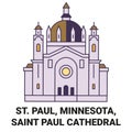 United States, St. Paul, Minnesota, Saint Paul Cathedral travel landmark vector illustration Royalty Free Stock Photo