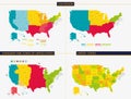 United states. Standard time zones of united states. USA region Royalty Free Stock Photo