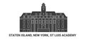 United States, Staten Island, New York, St Luis Academy travel landmark vector illustration Royalty Free Stock Photo