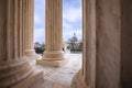 United States Supreme court marble pillars and US Congress cupola view Royalty Free Stock Photo