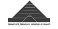 United States, Tennessee, Memphis, Memphis Pyramid, travel landmark vector illustration