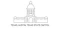 United States, Texas, Austin, Texas State Capitol, travel landmark vector illustration