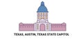 United States, Texas, Austin, Texas State Capitol, travel landmark vector illustration