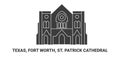 United States, Texas, Fort Worth, St. Patrick Cathedral, travel landmark vector illustration Royalty Free Stock Photo